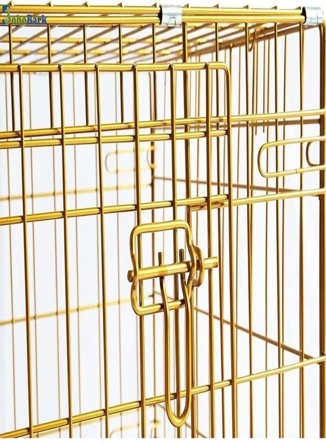 BohoBark PET Gold Color Folding Design Dog Crate Puppy Kennel with Removable Floor Grid and Pull Out Tray 18 inch - Image 5
